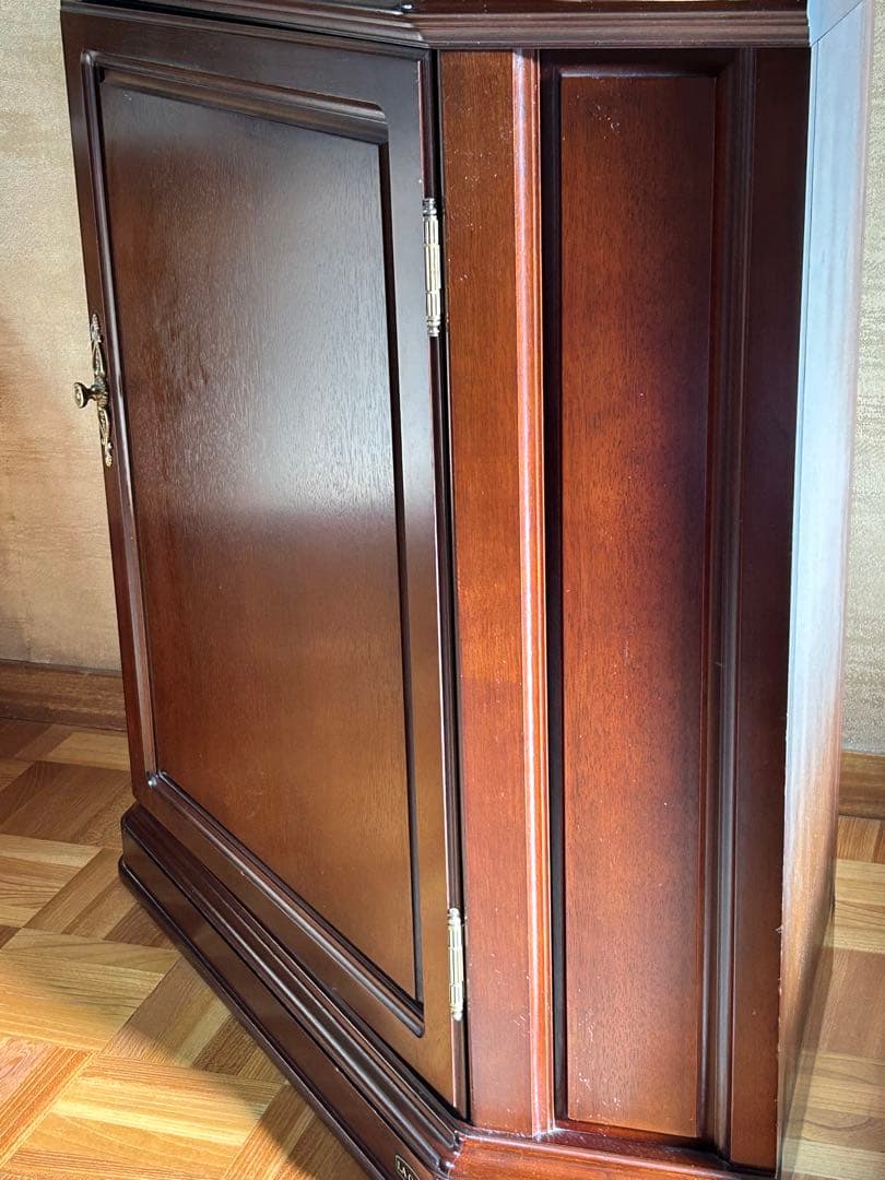 ダークブラウン コーナーガラスケース/カップボード/リビング収納