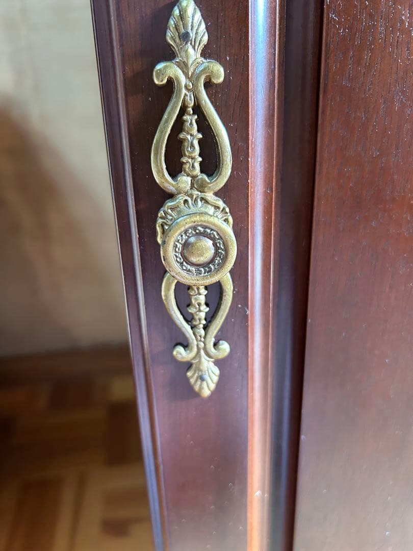 ダークブラウン コーナーガラスケース/カップボード/リビング収納