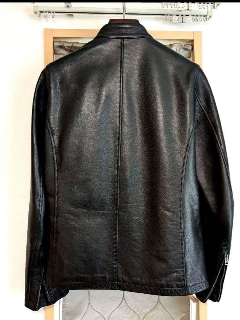 定価7万円 冬向け 厚手 レザー ライダース 馬革 SHIPS JET BLUE