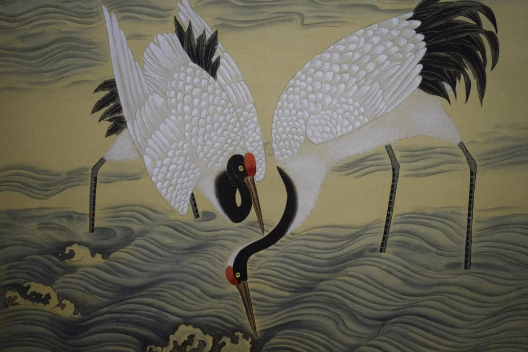 不詳/作者不明/無落款/朝陽/舞鶴図/大幅/布袋屋掛軸HK-112