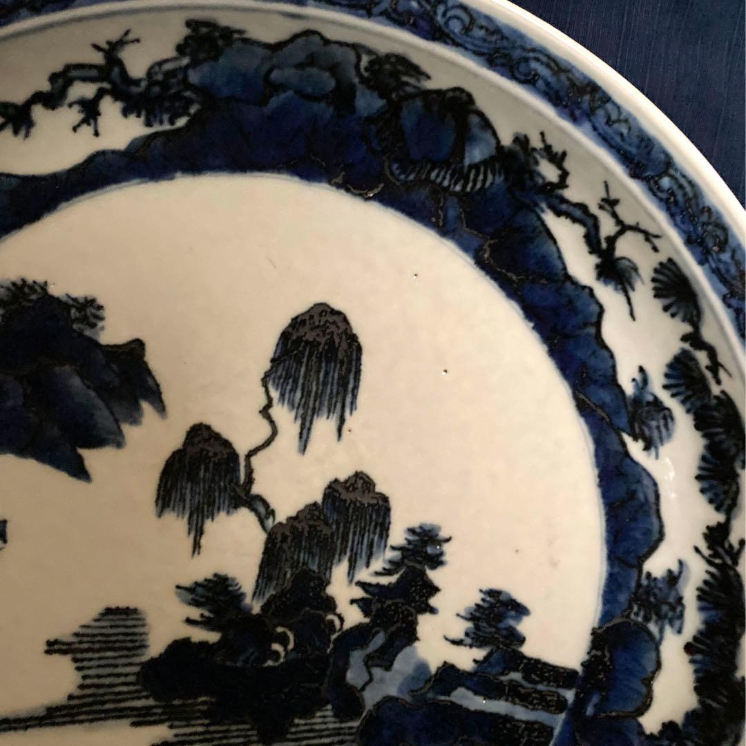 藍柿右衛門　蓬莱山水紋大皿　青花