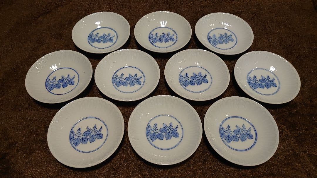 古伊万里　伊万里　染付　豆皿　菓子皿　桐紋　蔵出し　１０客