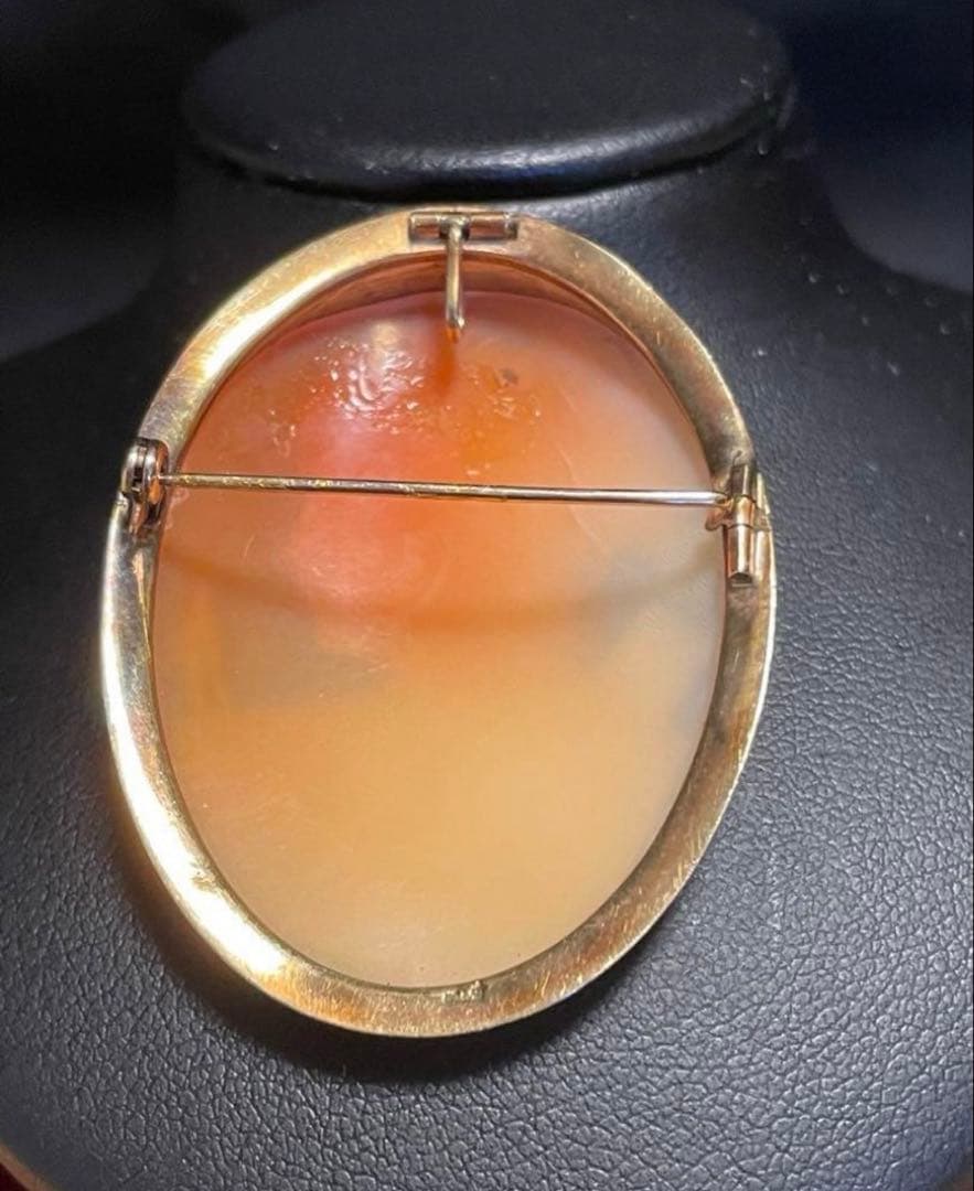 フランス　アンティーク　10金枠　アルテミス　ブローチ兼トップ