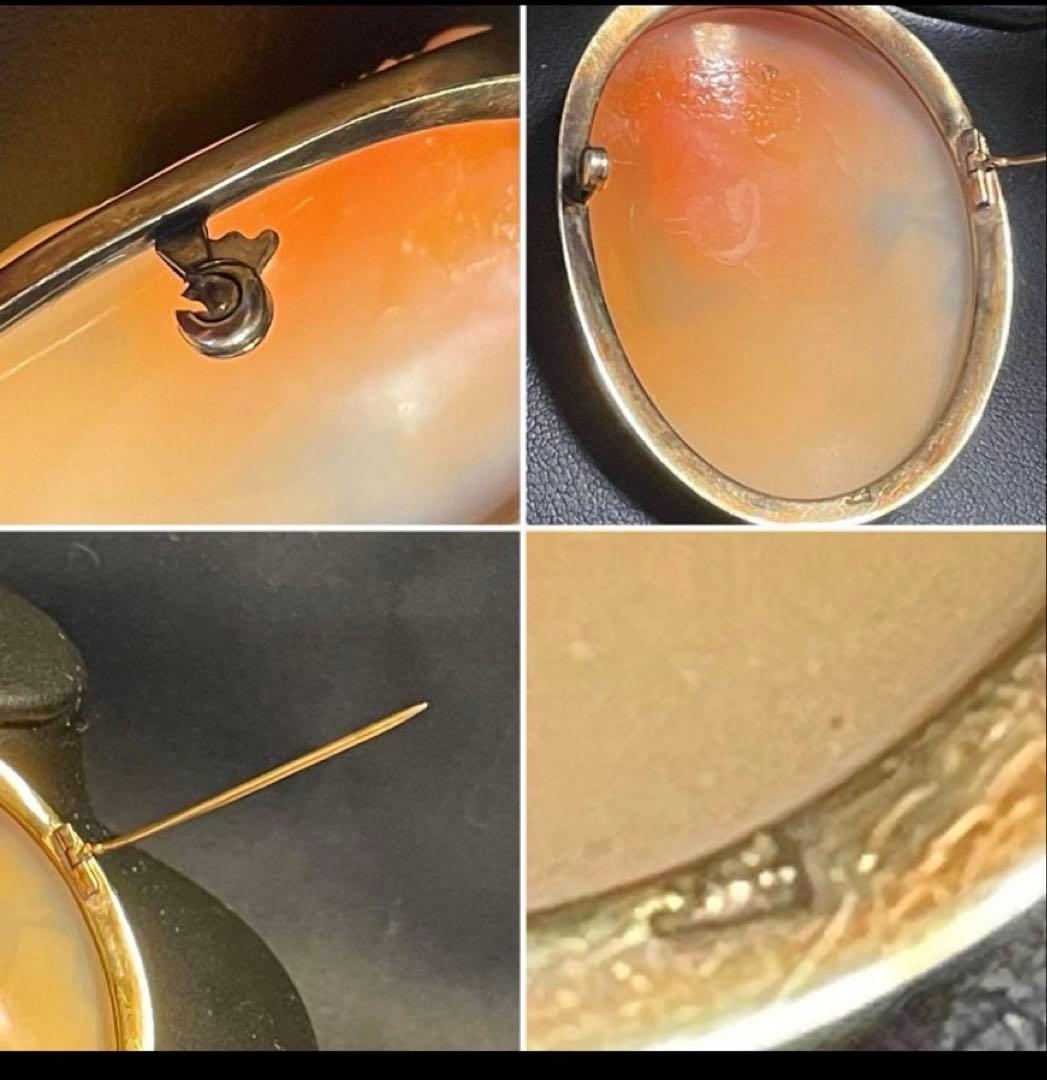 フランス　アンティーク　10金枠　アルテミス　ブローチ兼トップ