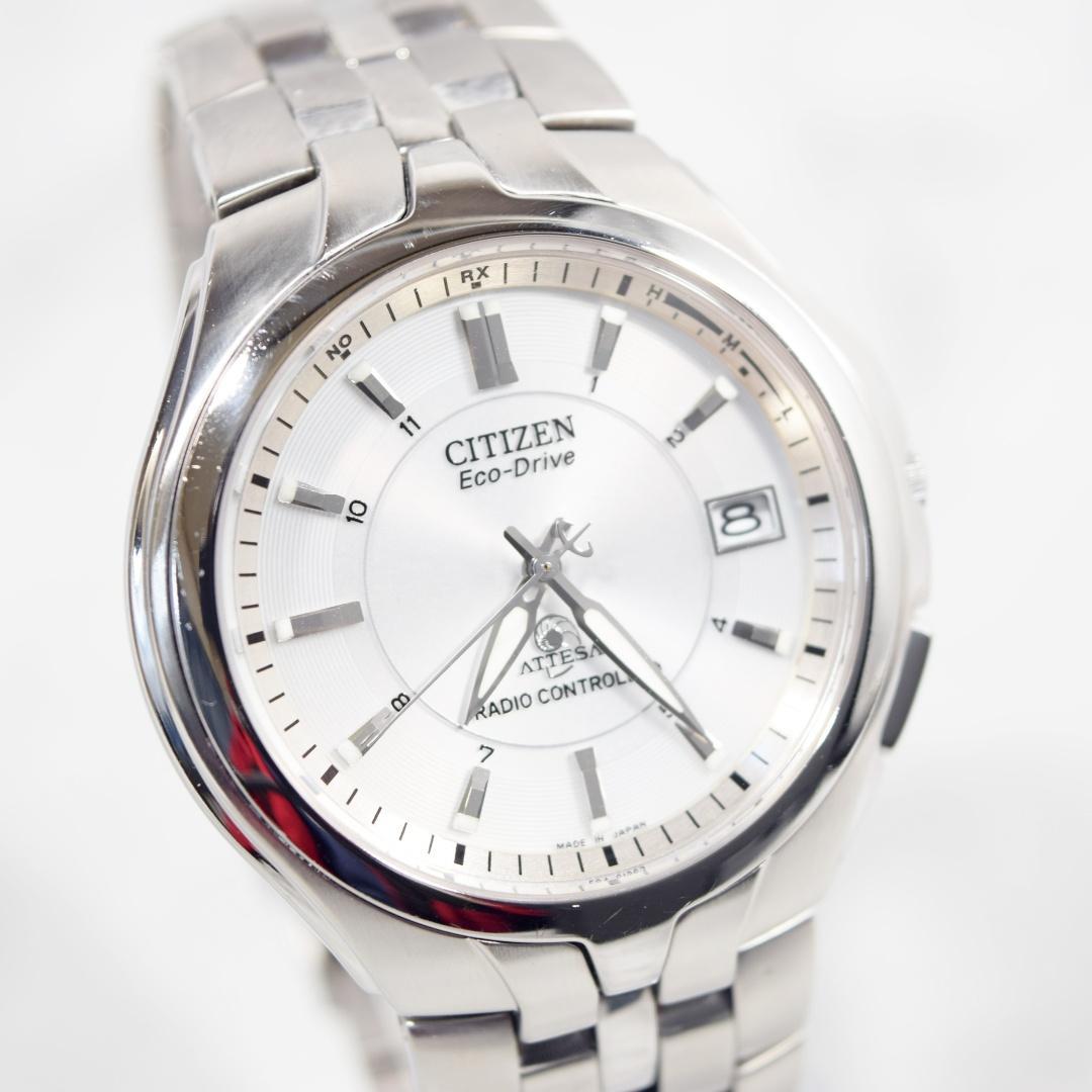 美品 CITIZEN シチズン アテッサ メンズ 電波ソーラー時計 デイト