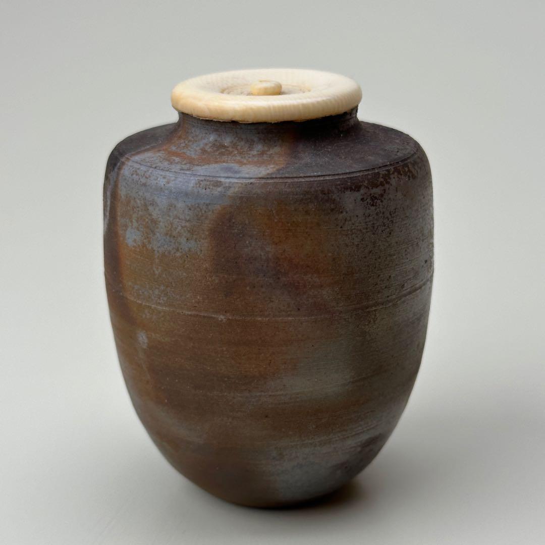 備前焼 茶入 小壺 共箱・仕覆付き 骨董品　アンティーク