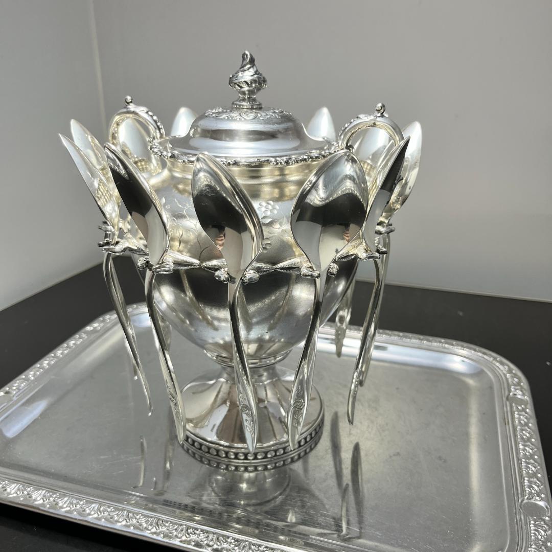 【Pairpoint】 スプーンホルダー【シルバープレート】薔薇のスプーン