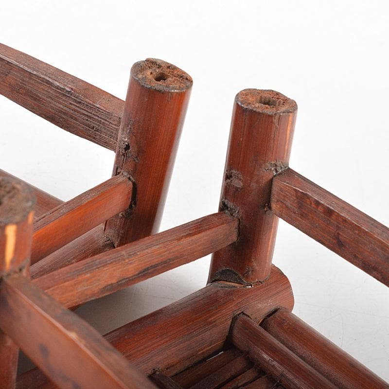 煎茶道具　古竹細工　香炉台　飾台　一對　書道具　墨置　V　R5677