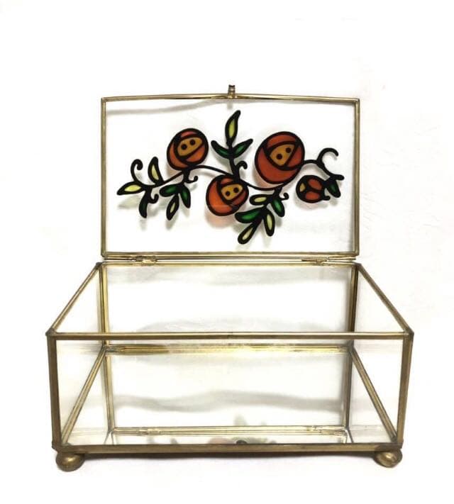 ■アンティーク■アクセサリーケース・ジュエリーケース・小物入れ■レトロ・ガラス製