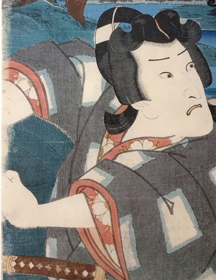 浮世絵版画、役者見立絵東海道五十三次石部草津間（桜丸)三代歌川豊国画嘉永五年出版