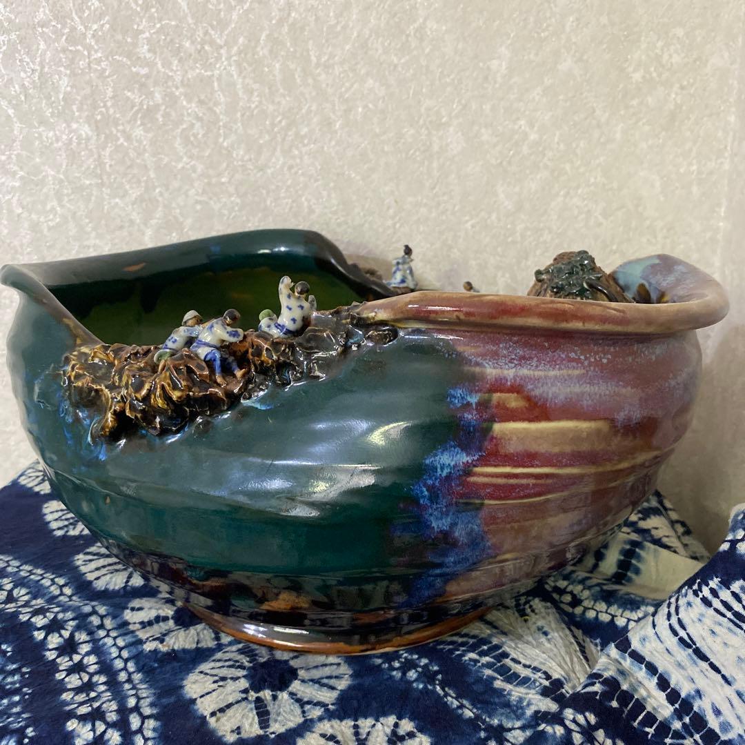 隅田焼　大鉢　石黒香ニ　井上良斎