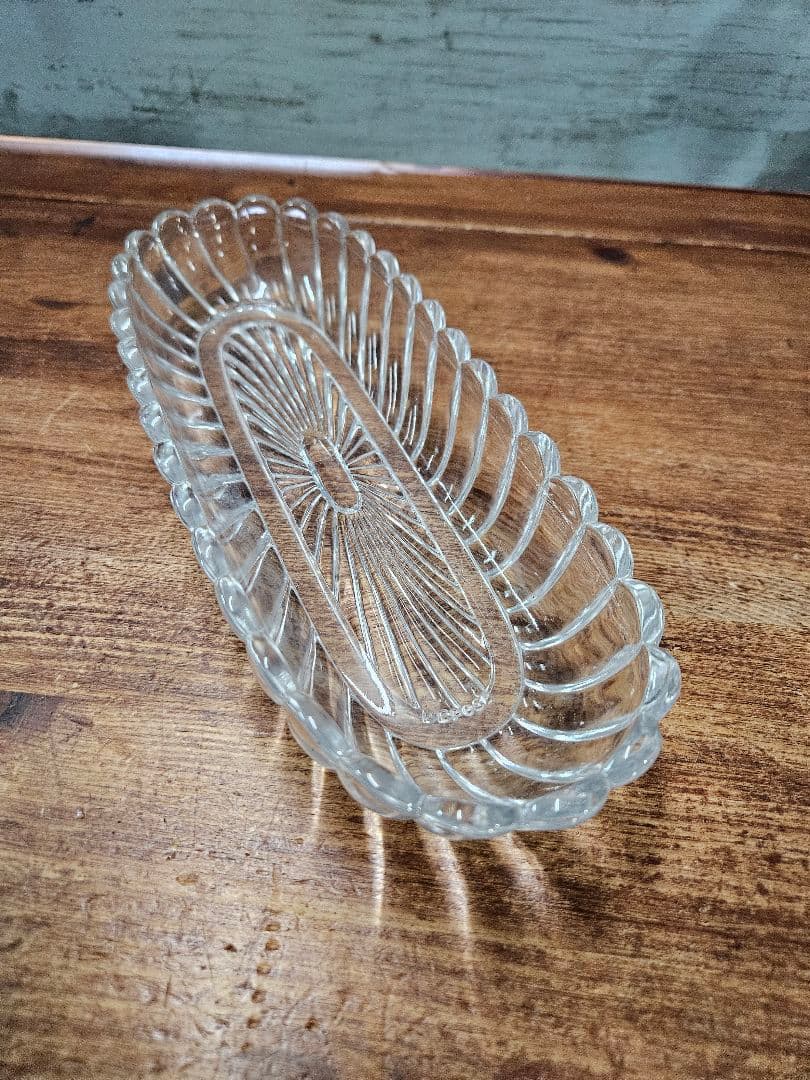 Baccarat オールドバカラ バンブー クリスタルガラスのトレイ クリア硝子