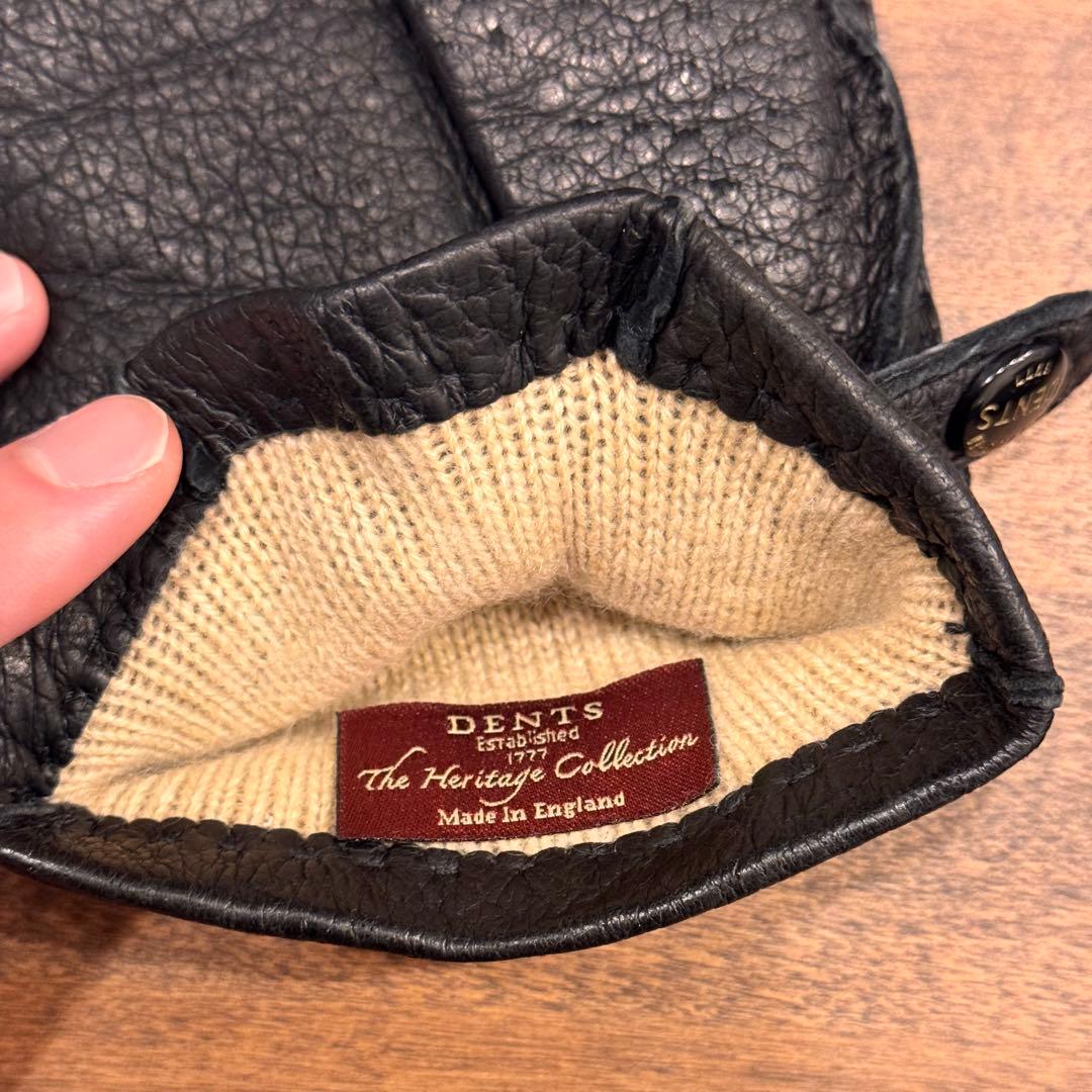 DENTS 手袋 ペッカリー カシミヤライニング ブラック 15-1564