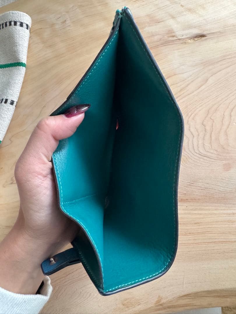 LOEWE バーティカルウォレット　三つ折り財布 青