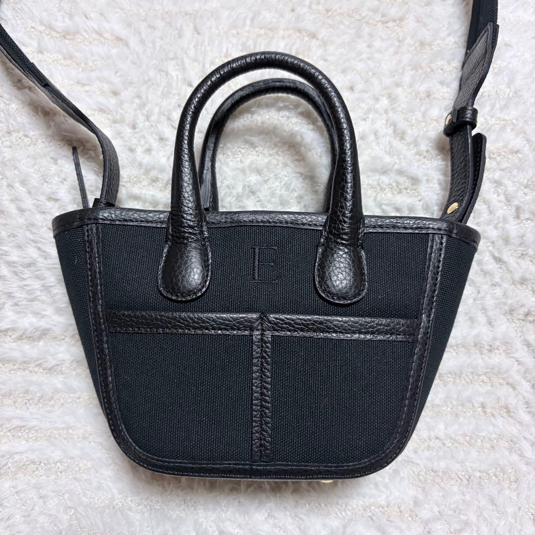 極美品✨Napaブラック キャンバス レザー ショルダーバッグ ハンドバッグ 黒