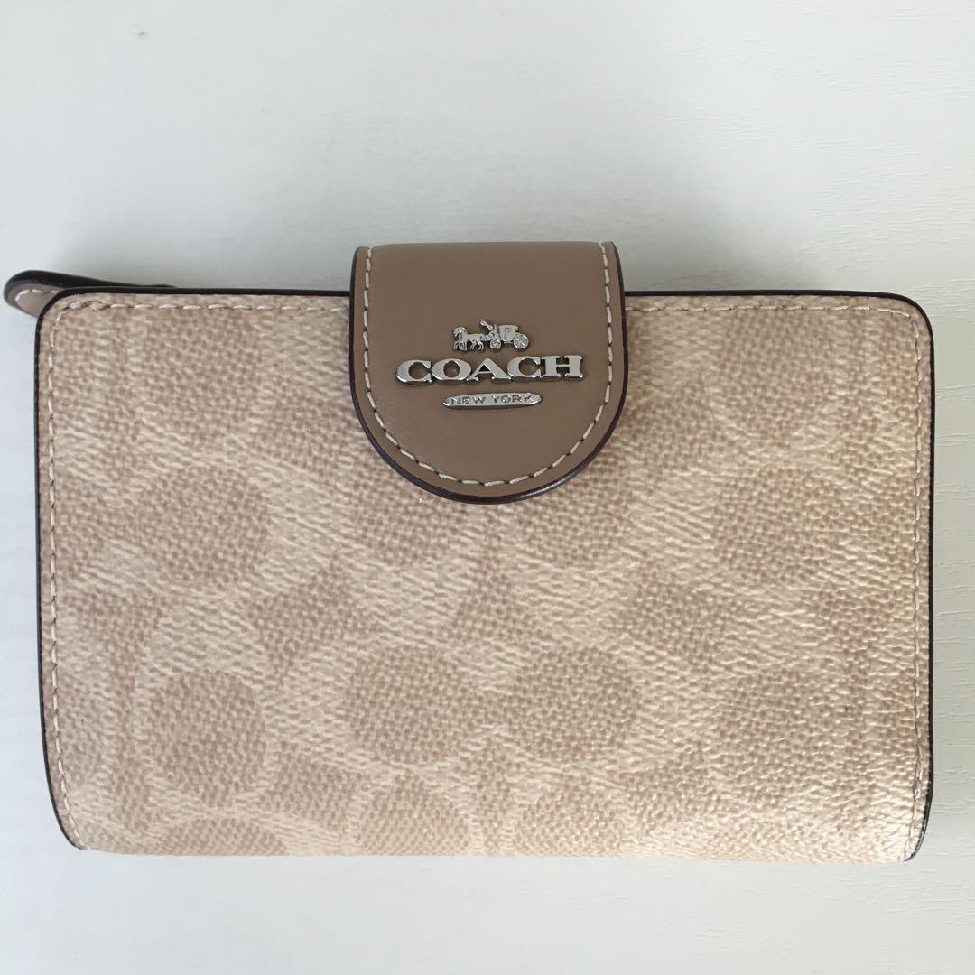 コーチ 財布 レディース 2つ折り 折財布 アウトレット ライトカーキベージュ