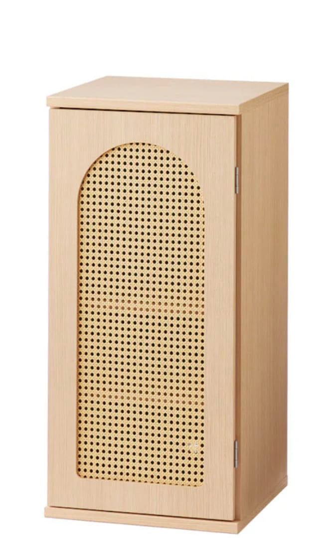 ベルメゾン 木製キャビネット ラタン調扉