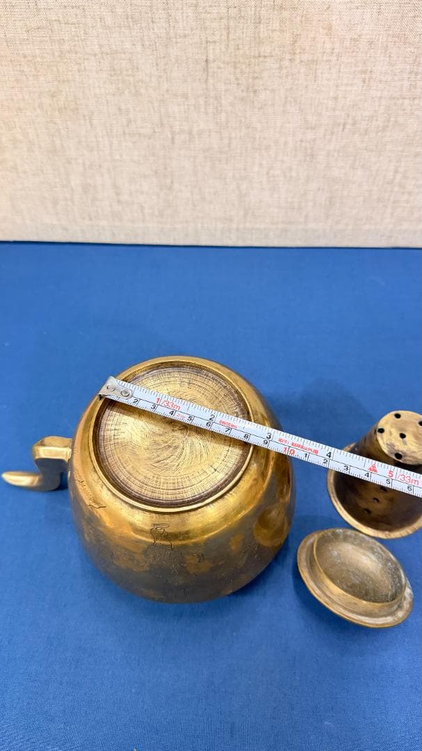 【一点物機能する骨董】古銅 煎茶急須 遊戯図彫刻・完全内筒付実用も楽しめる美品