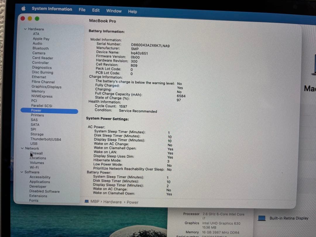 i7 500GB Macbook Pro 16インチ　A2141 Retina