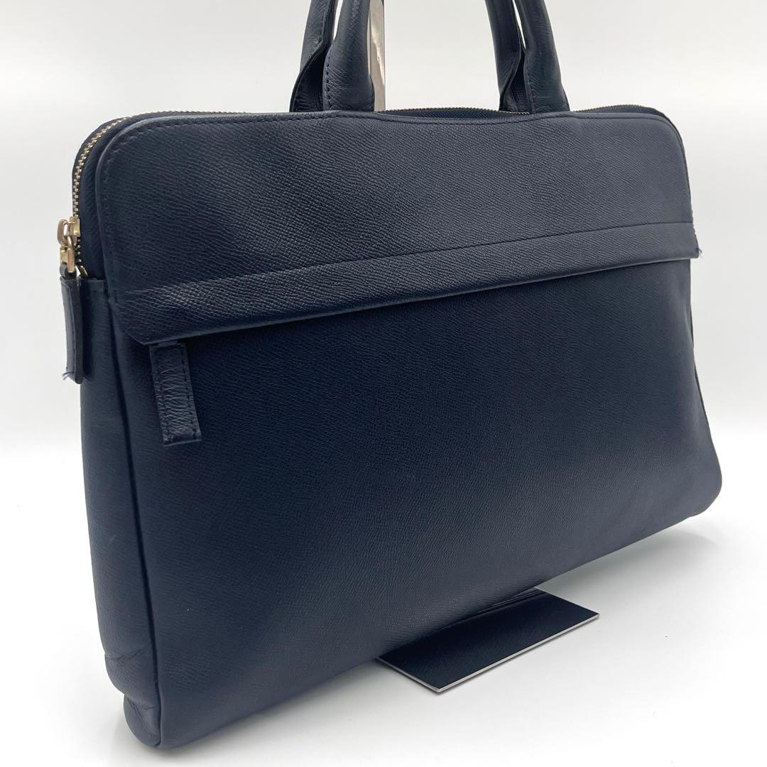 TRION トライオン 本革 ビジネスバッグ ブリーフケース A4可 ネイビー