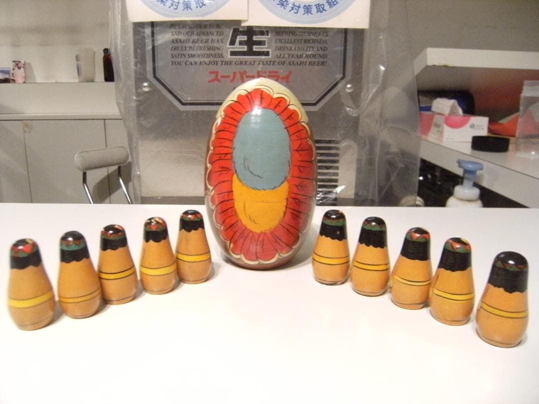 ロシア製品★ハンドメイド 民芸品 置物 インディアン マトリョーシカ 人形