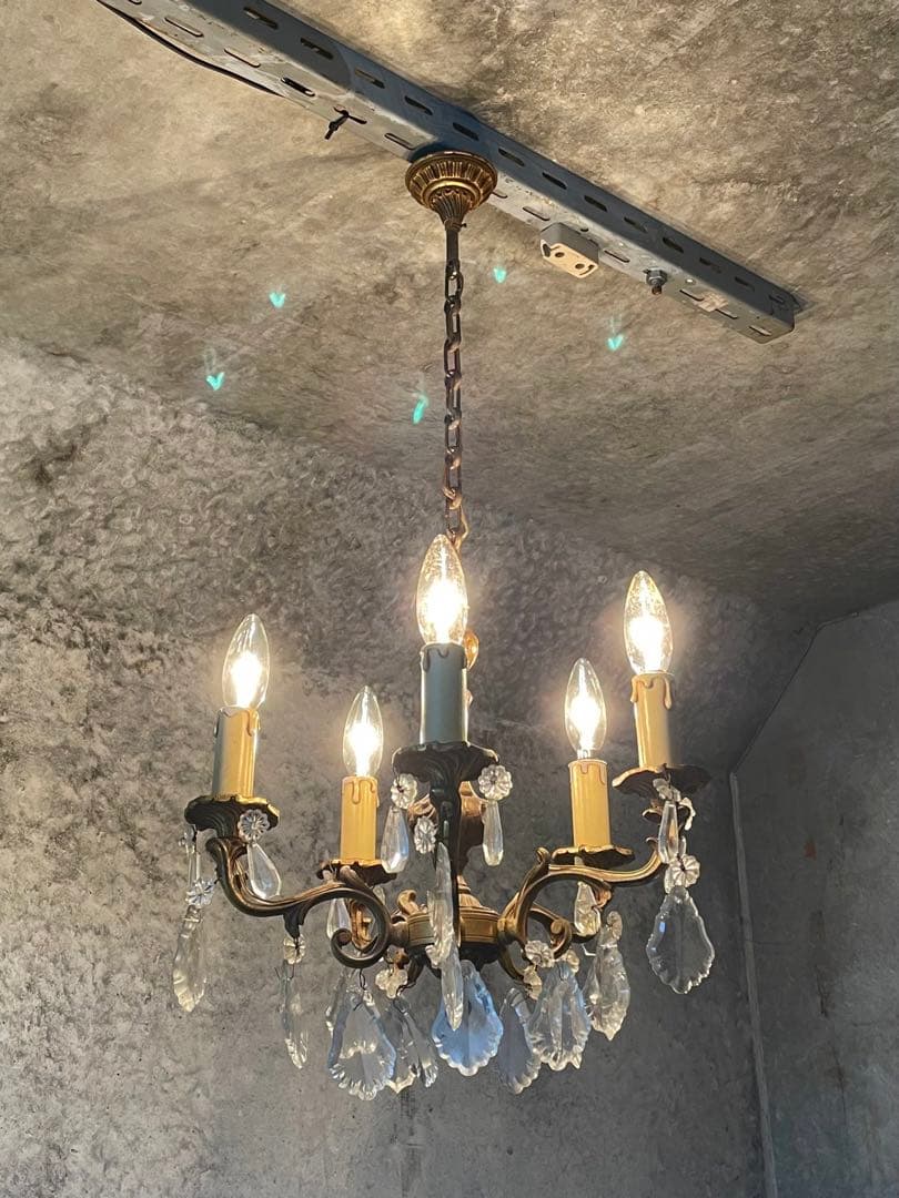 5-3.フランス アンティーク シャンデリア 5灯 キャンドル 吊り下げ