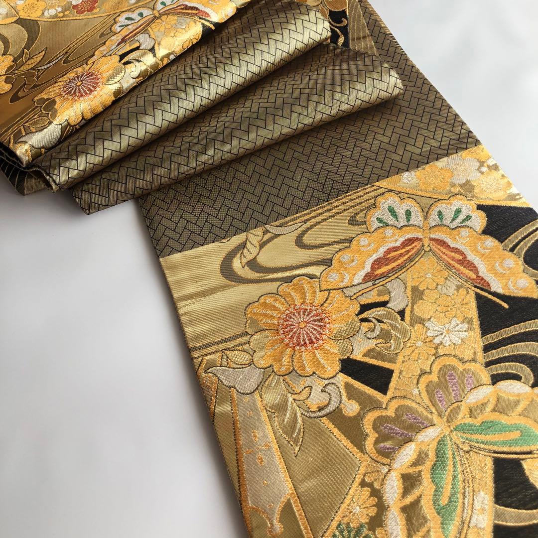 dot☆様　正絹　蝶に辻ヶ花模様織出し袋帯 振袖など