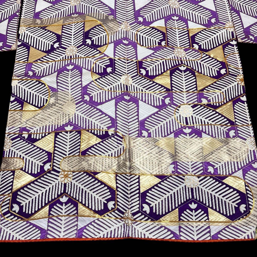 (う58) 煌紫モダン ✦ 洗練幾何学が映えるアンティーク振袖㊗️帯と②セット