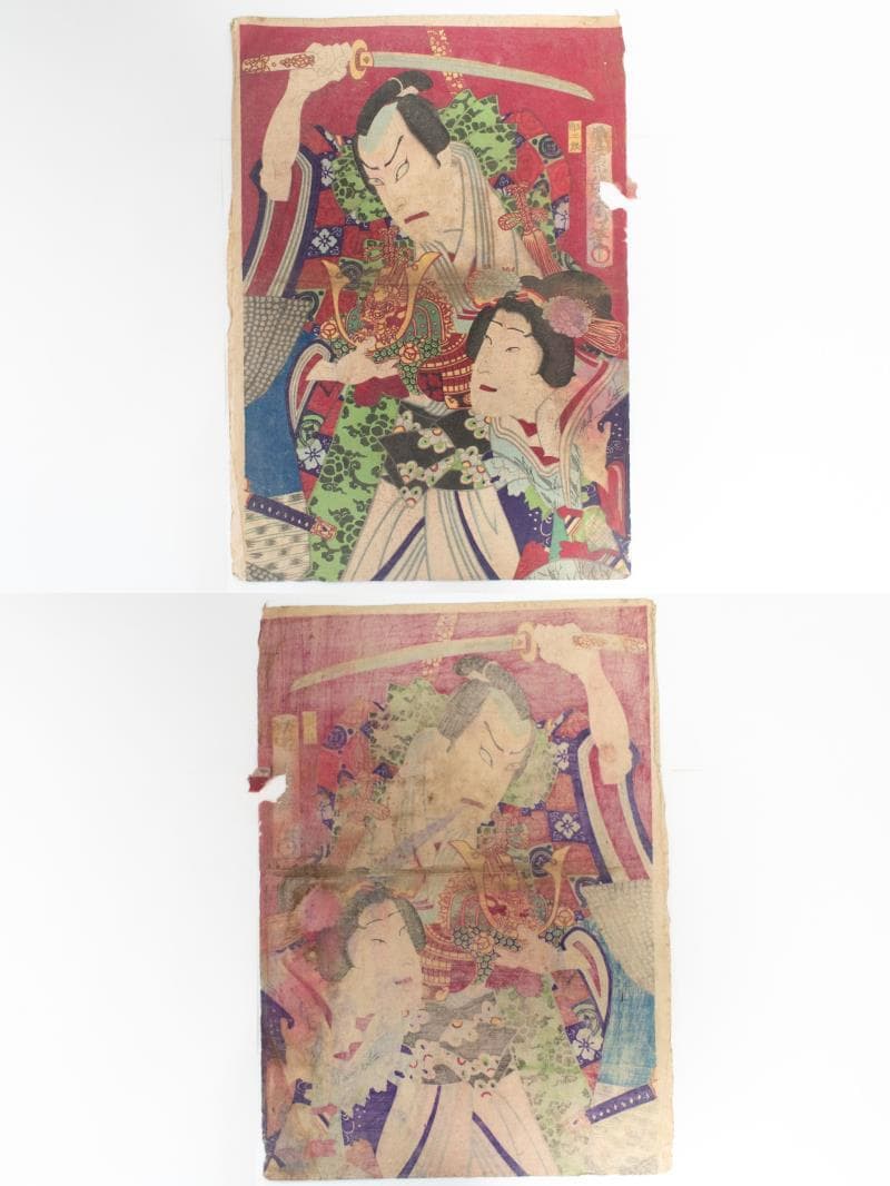 M▽豊原国周 尾上菊五郎 坂東彦三郎 中村芝翫 木版画 浮世絵 錦絵 (215)