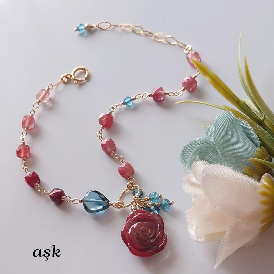 Kayaページ》14Kgf❩ 素敵✧*薔薇アンデシンのブレスレット