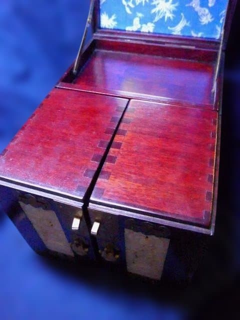 木製多機能収納ボックス 鏡付き