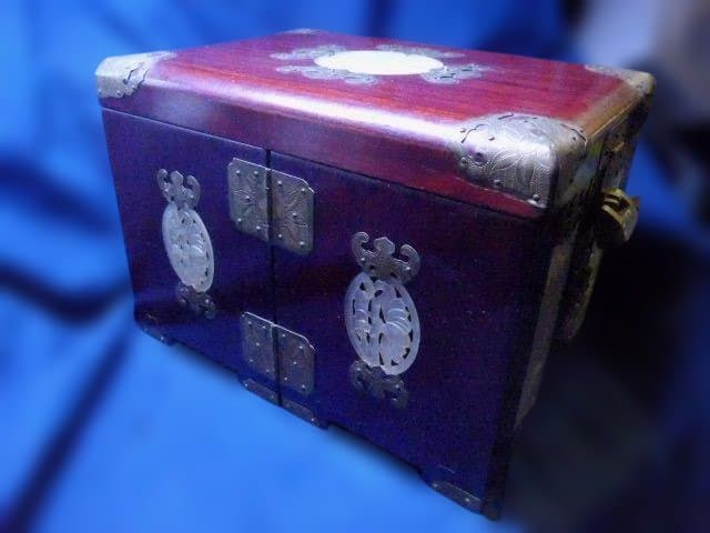 木製多機能収納ボックス 鏡付き