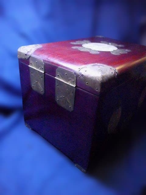 木製多機能収納ボックス 鏡付き