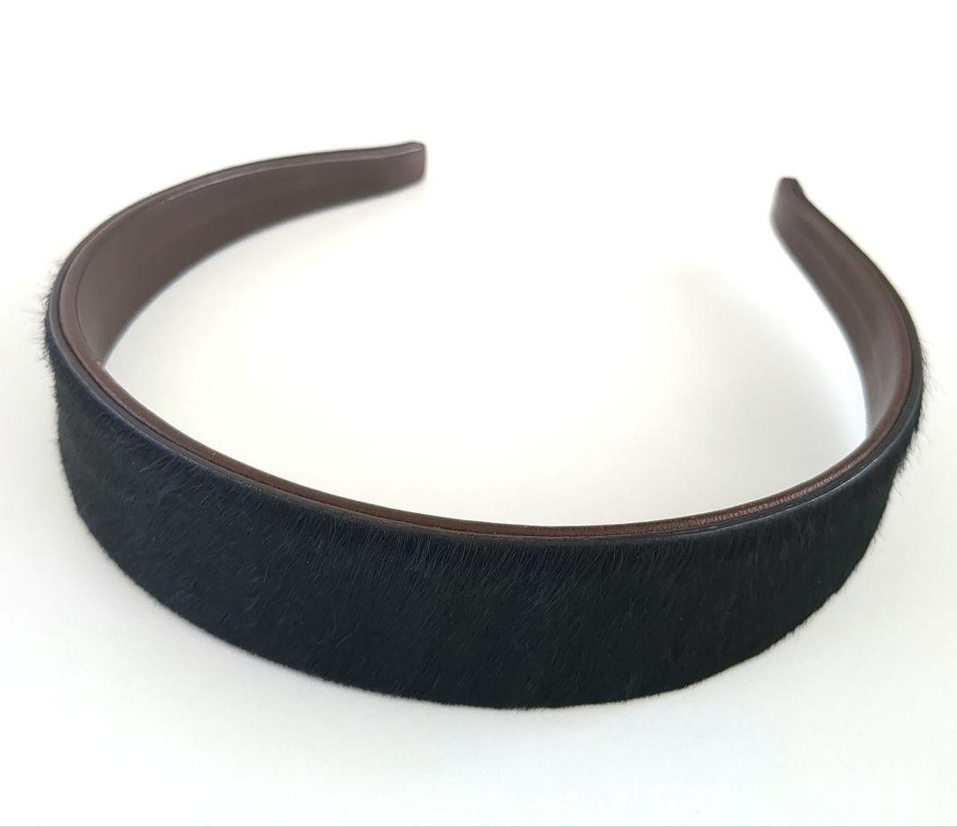 COACH*ブラックハラコ　カチューシャ*ヘアバンド幅広