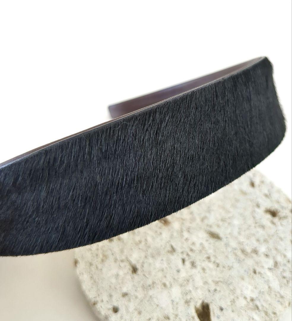 COACH*ブラックハラコ　カチューシャ*ヘアバンド幅広