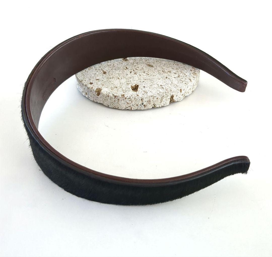 COACH*ブラックハラコ　カチューシャ*ヘアバンド幅広