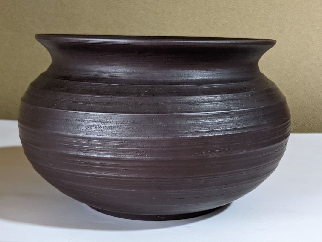 ♦万古焼 永楽造 茶道具 紫泥 建水 美術工芸品 アンティーク骨董品コレクション