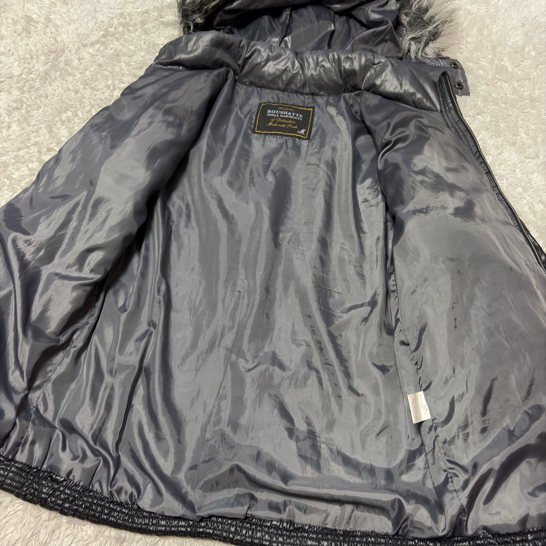 00’s お兄系 down 光沢　ホワイトファー M ブラック　黒　ハの字