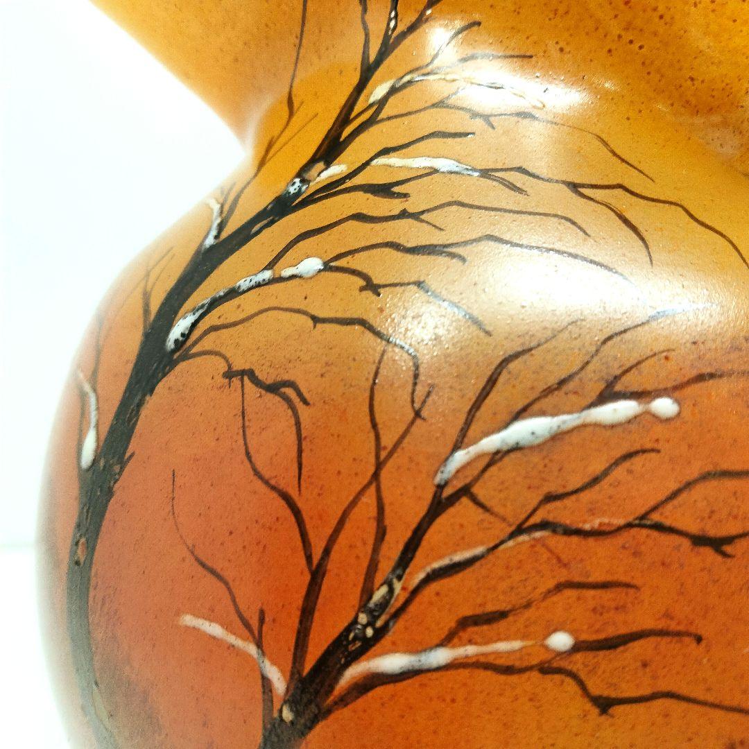 D160 1900年代初期 ルグラ フランス エナメル ガラス花瓶 高さ15㎝