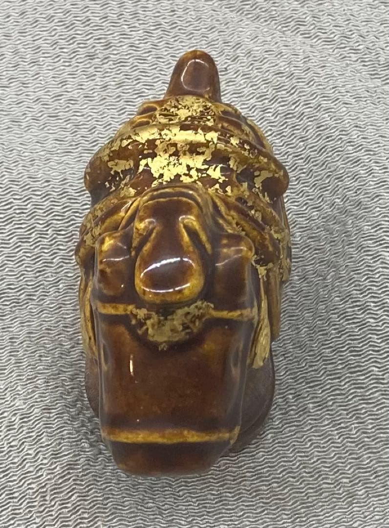 B80s 川崎和楽造「飾り馬 香合」共箱　干支　十二支　茶道具香道具