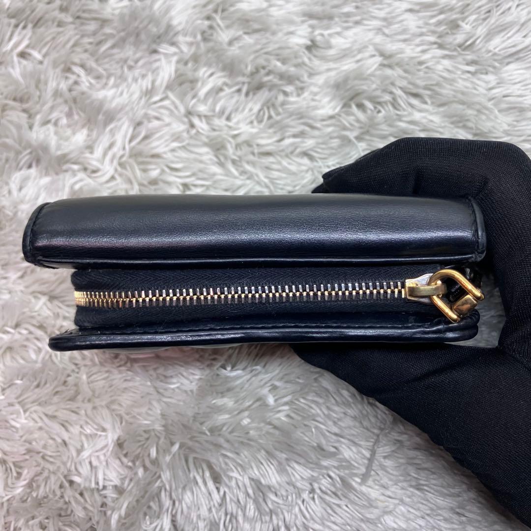 美品✨ミュウミュウ 三つ折り財布 L字ジップ ブラック ナッパインプトゥーレ