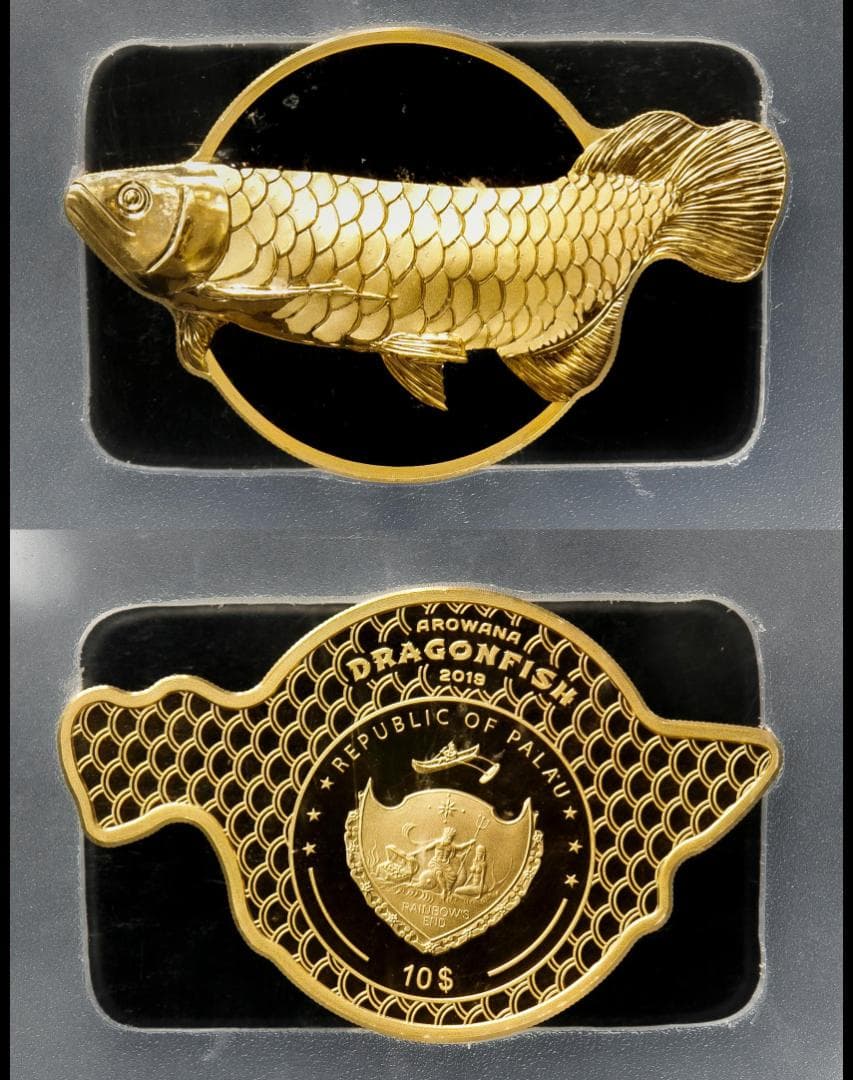 最高鑑定　PCGS-PR70 DCAM FDI パラオ アロワナ 2019 銀貨
