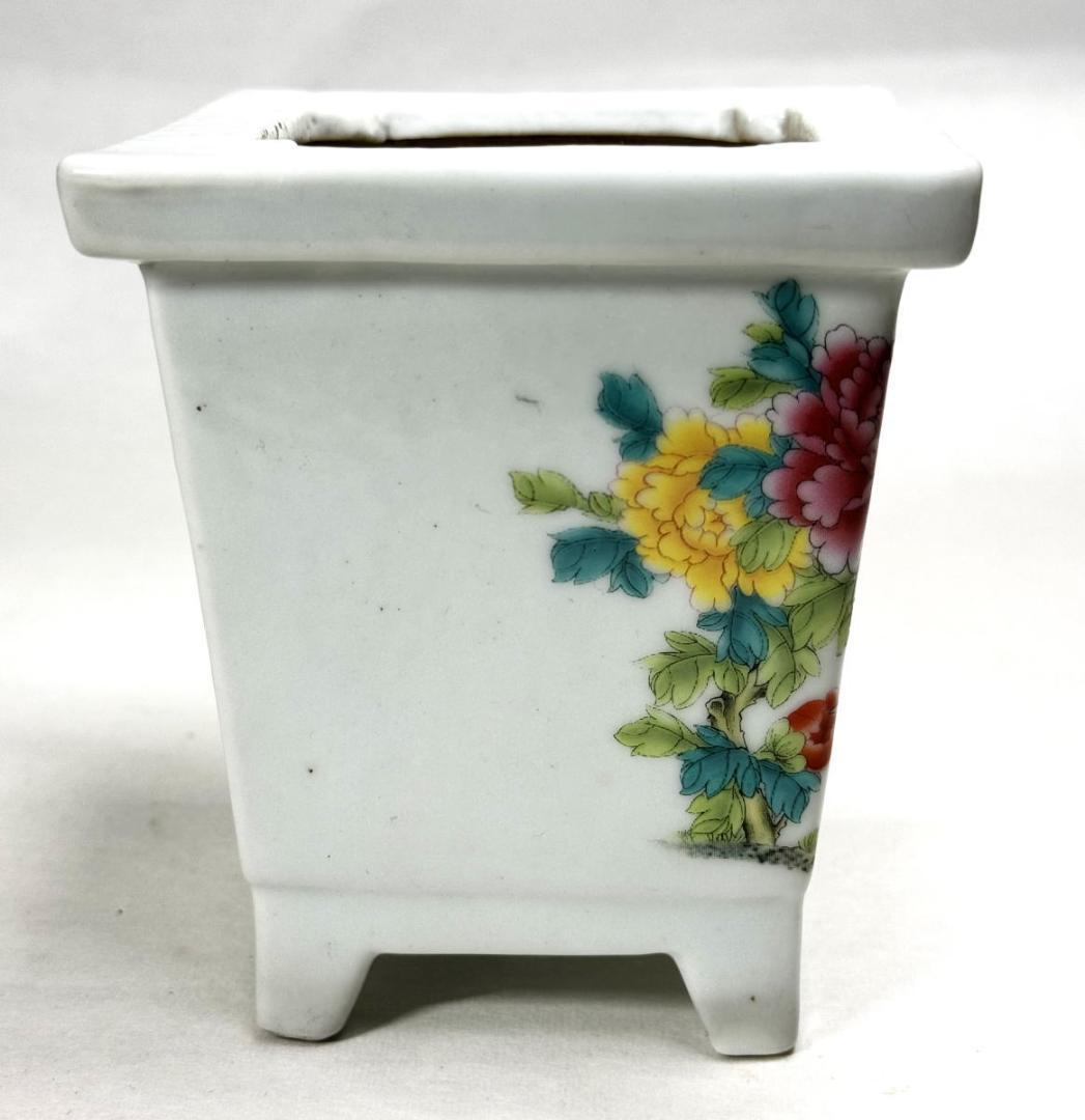 清 粉彩四角鉢 歴史唐物 琺瑯彩 伝世品焼物 ウブ品 入手困難 WWTT138