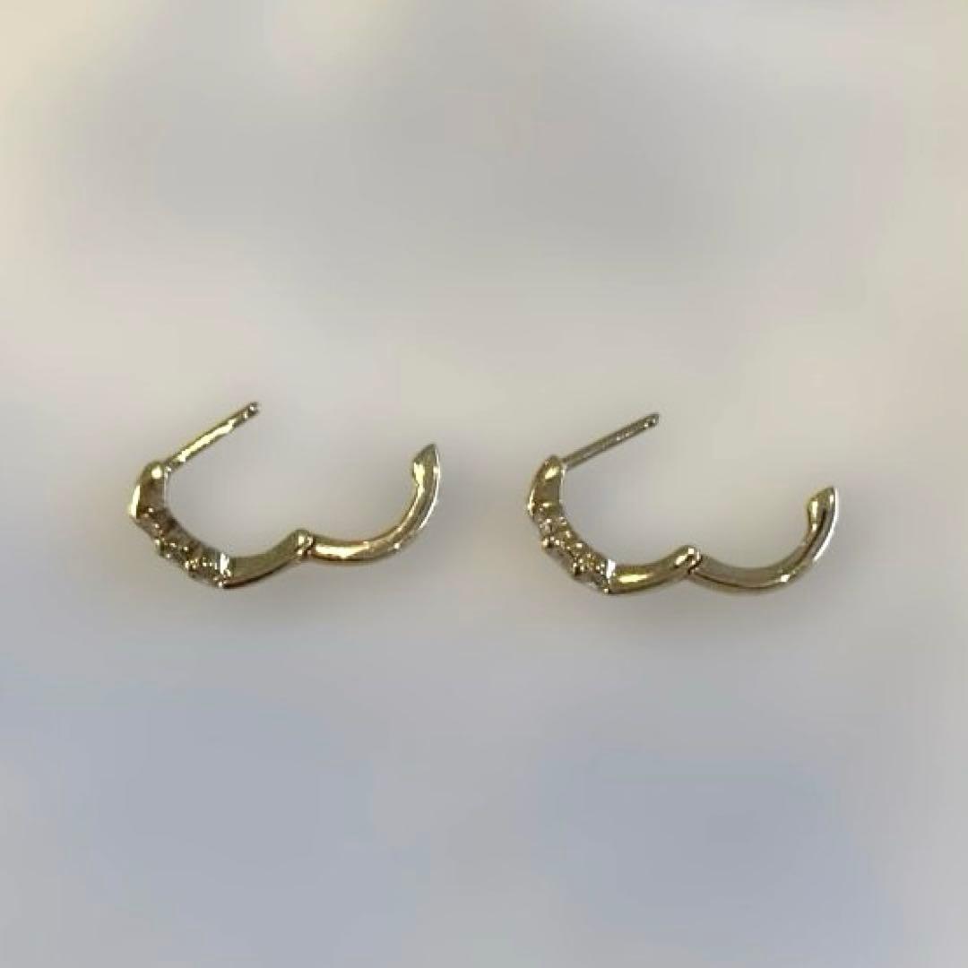 ジュエリーツツミ K18 YG ダイヤモンド フープピアス