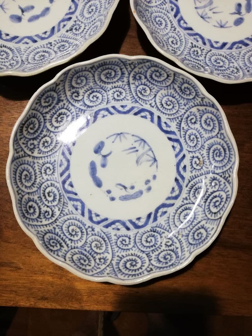 古伊万里(江戸初期～中期)蛸唐草5枚