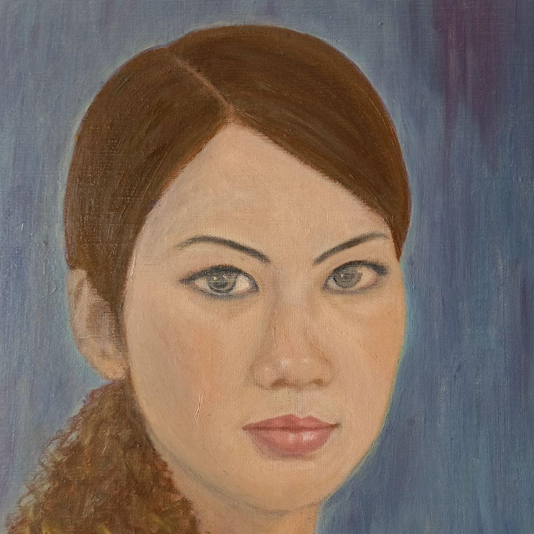 油彩画：神戸中華街の女性　　F6号