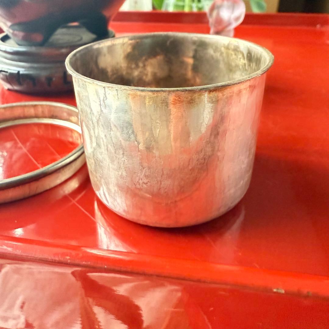 R様へ感謝お嫁入り‼️宝石王愛蔵品純銀金銀象嵌　桐花鳳凰雲竜火屋刻銘純銀香炉1客