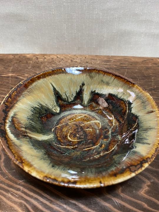 平茶碗　赤膚　尾西楽斉造　茶道具