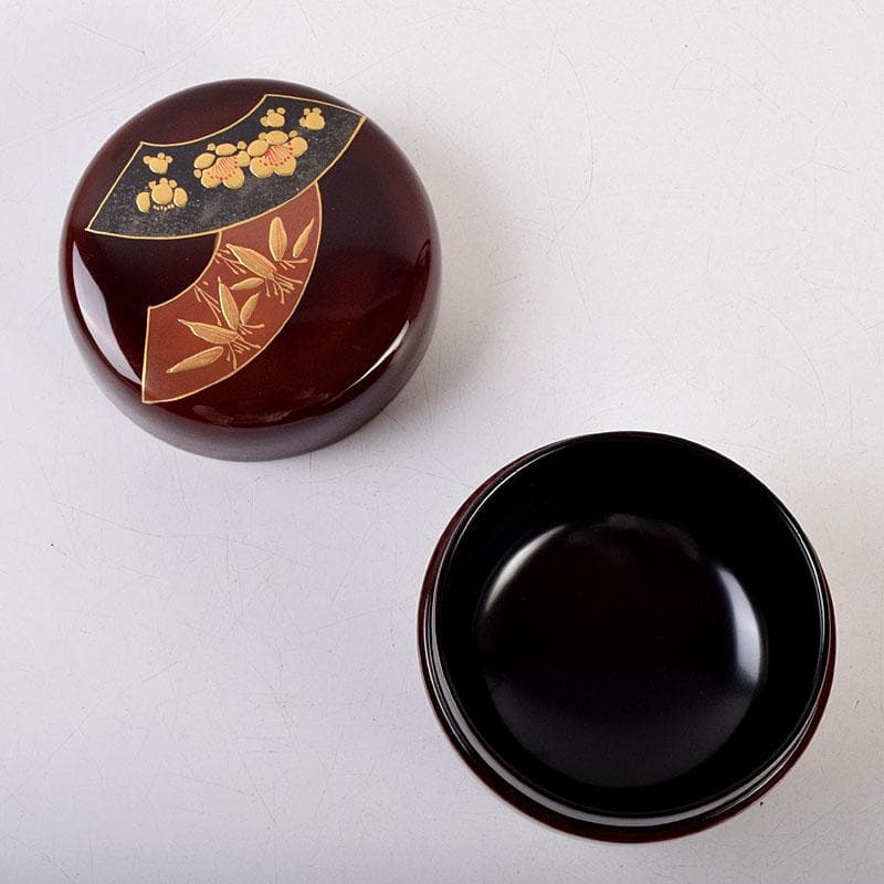 茶道具　雅康作　松竹梅蒔絵　平棗　共布共箱　V　8818