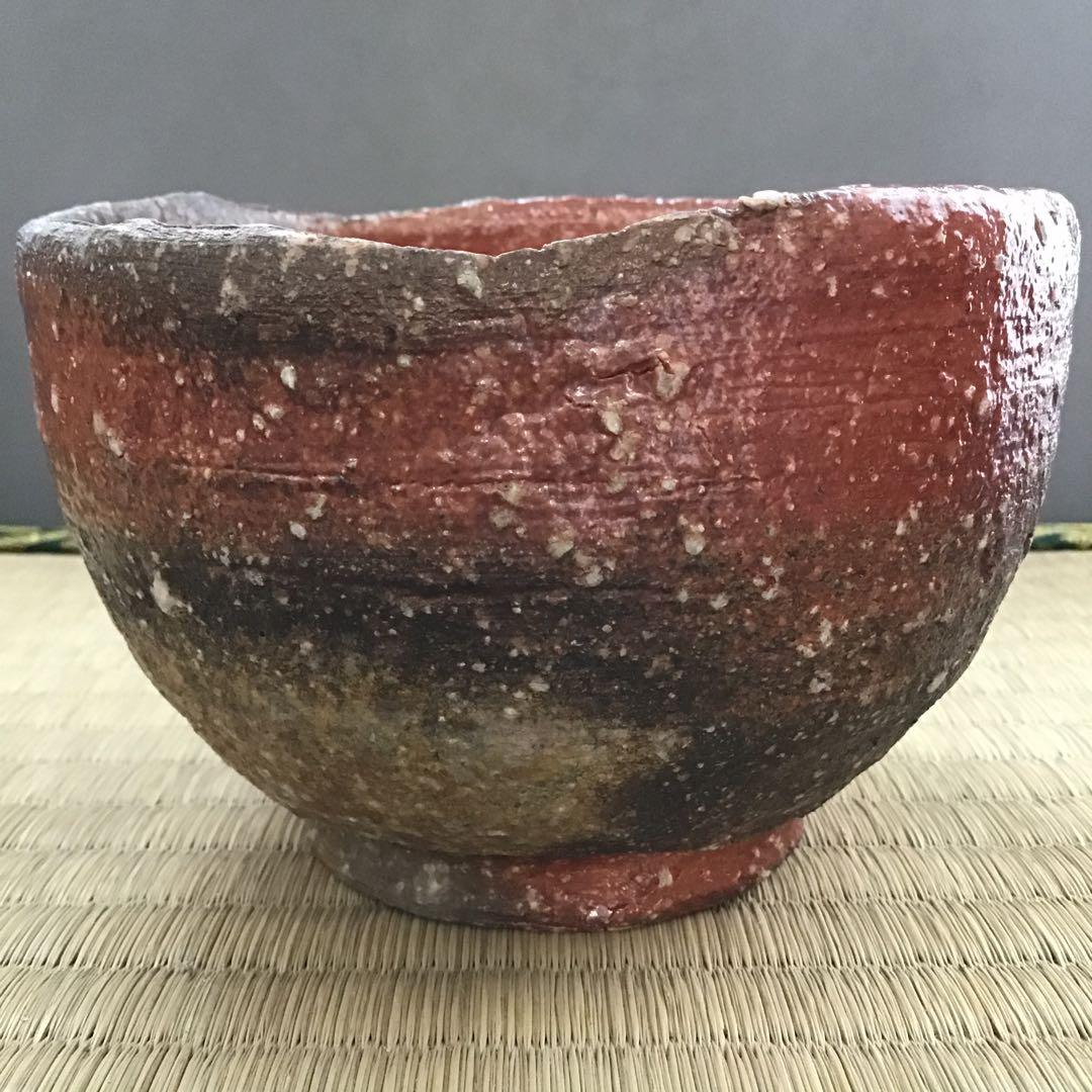 茶道具　火色茶盌　銘　大原路ト号　山田健吉作　妙玄斎書付　栞　共箱　S269CW